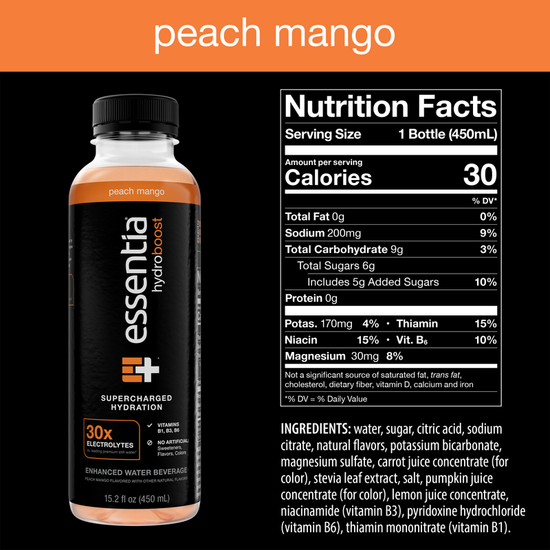 Essentia Hydroboost Mango Peach 12pk 15.2oz Bottle- XL