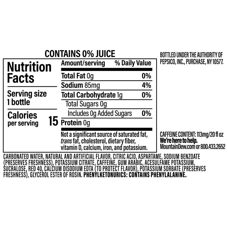 Mountain Dew Zero Sugar Trolli Cherry Lemon 20oz Btl