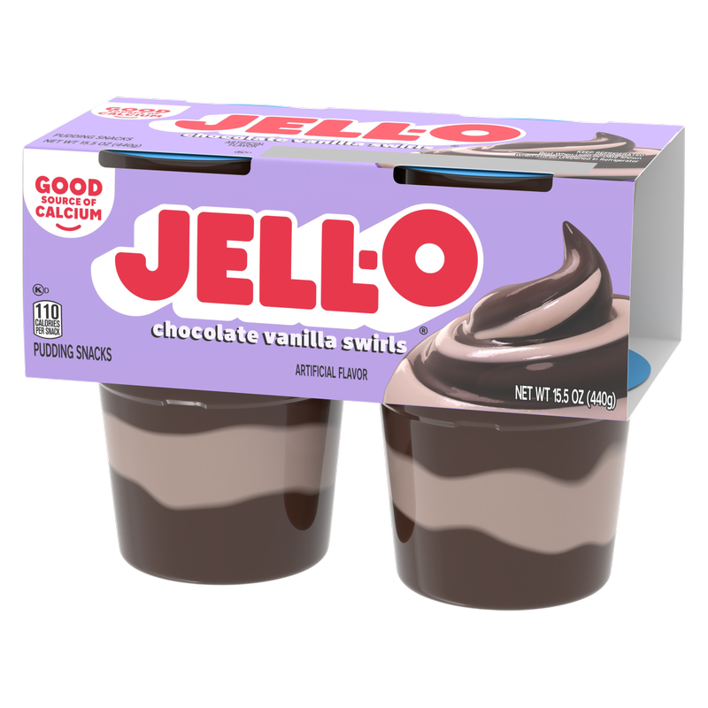 Jell-O Original Chocolate Vanilla Swirls Pudding Cups - 4ct