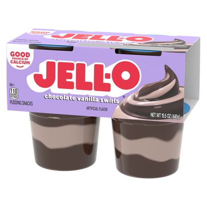 Jell-O Original Chocolate Vanilla Swirls Pudding Cups - 4ct