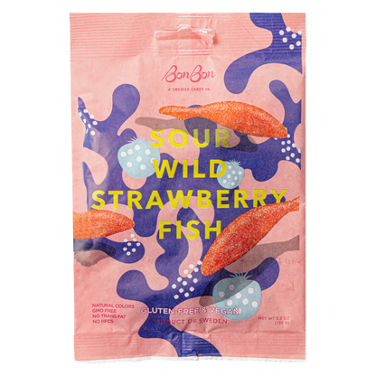 Bonbon Sour Wild Strawberry Fish, 5.2oz