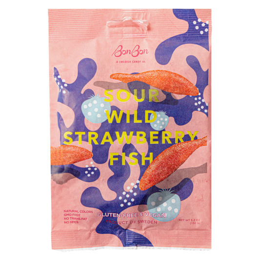 Bonbon Sour Wild Strawberry Fish, 5.2oz