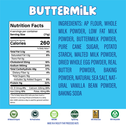 Happy Grub Squeezable Instant Pancake Mix-Buttermilk, 8.5oz.