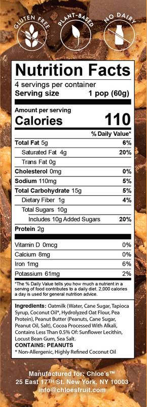 Chloe's Frozen Oatmilk Chocolate Peanut Butter Non-Dairy Bars 4ct