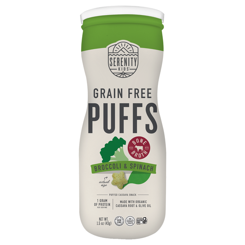 Serenity Kids Bone Broth Broccoli and Spinach Grain Free Puffs