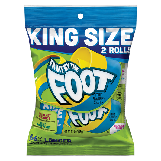 Fruit By The Foot Raspberry Lemonade & Blue Raspberry Fruit Snack King Size 2.5oz