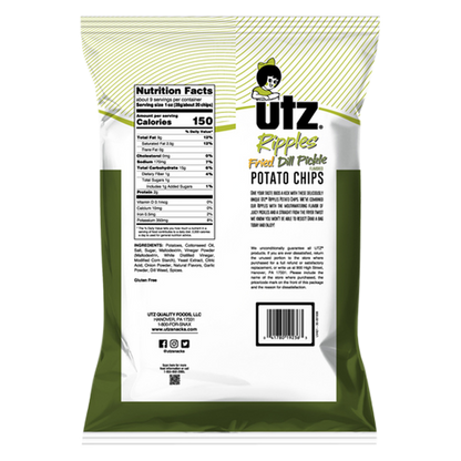 Utz Potato Chips Ripples Fried Dill Pickle 8.5oz