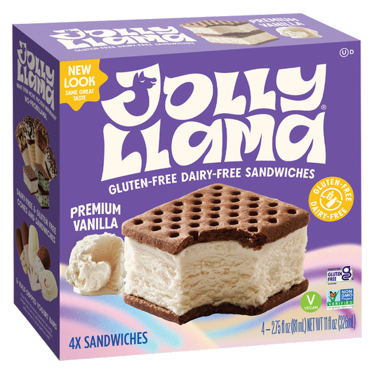 Jolly Llama, Dairy Free Gluten Free Premium Vanilla Coconut Cream Sandwiches