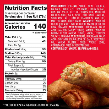 Pagoda Frozen 100% White Meat Chicken Egg Rolls 8ct 22oz