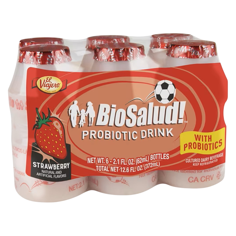 El Viajero Bio Salud Strawberry Cultured Dairy Beverage, 2.1oz 6pack