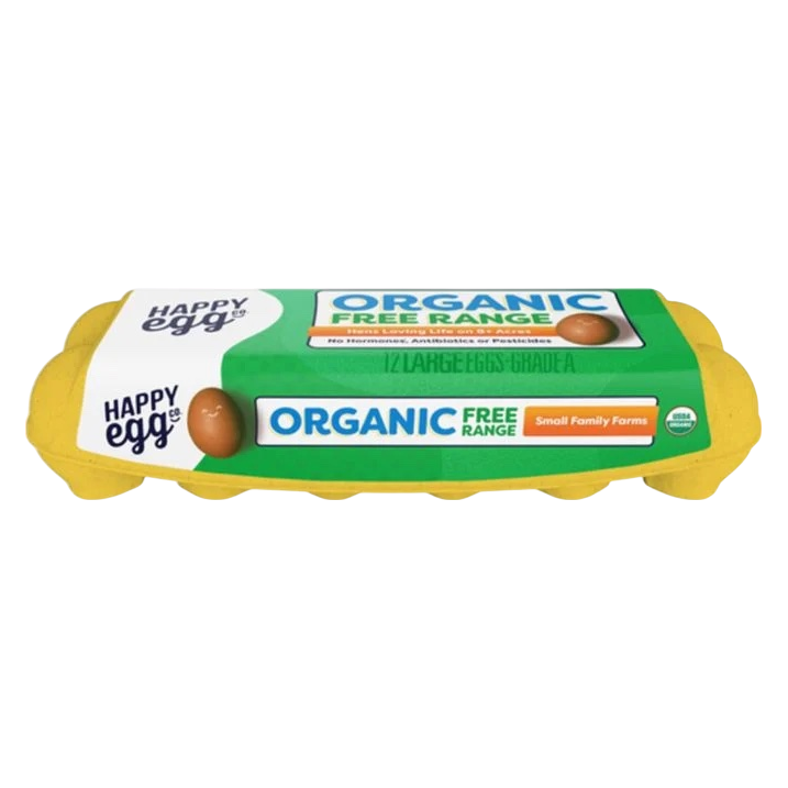 Happy Egg Organic Free Range Grade A Large Brown Eggs - 12ct