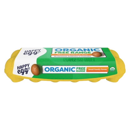 Happy Egg Organic Free Range Grade A Large Brown Eggs - 12ct