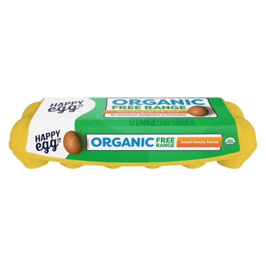 Happy Egg Organic Free Range Grade A Large Brown Eggs - 12ct