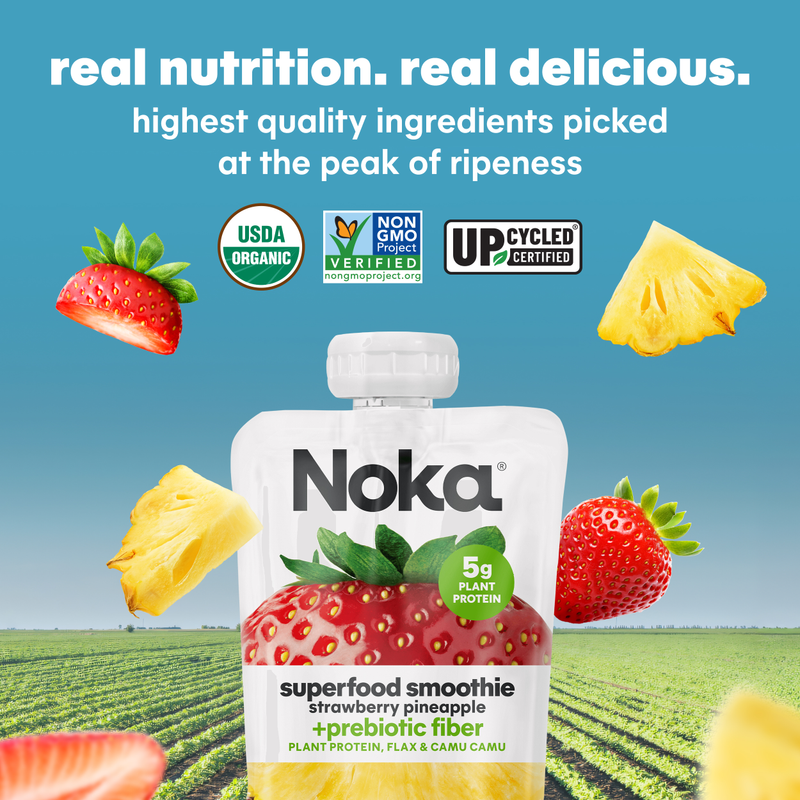 Noka Organic Strawberry Pineapple Superfood Smoothie 6pk 4.22oz Box