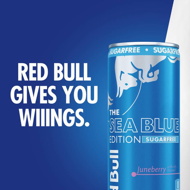 Red Bull Sugar Free Energy Drink The Sea Blue Edition Juneberry 4pk 12oz Can