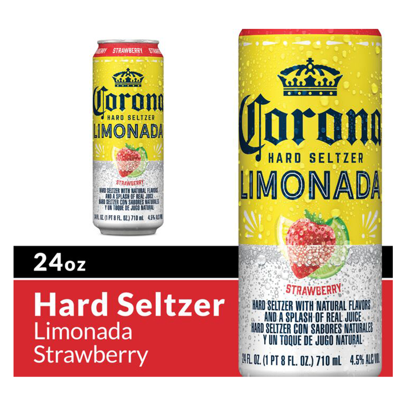 Corona Hard Seltzer Limonada Strawberry Single 24 oz Can 4.5% ABV