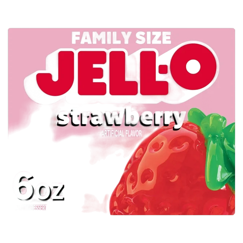 Jell-O Strawberry Artificially Flavored Gelatin Dessert Mix, Family Size, 6 oz Box