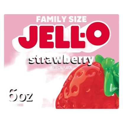 Jell-O Strawberry Artificially Flavored Gelatin Dessert Mix, Family Size, 6 oz Box