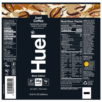 Huel Black Edition Iced Coffee Protein Ready-to-Drink Meal Replacement 16.9oz Btl