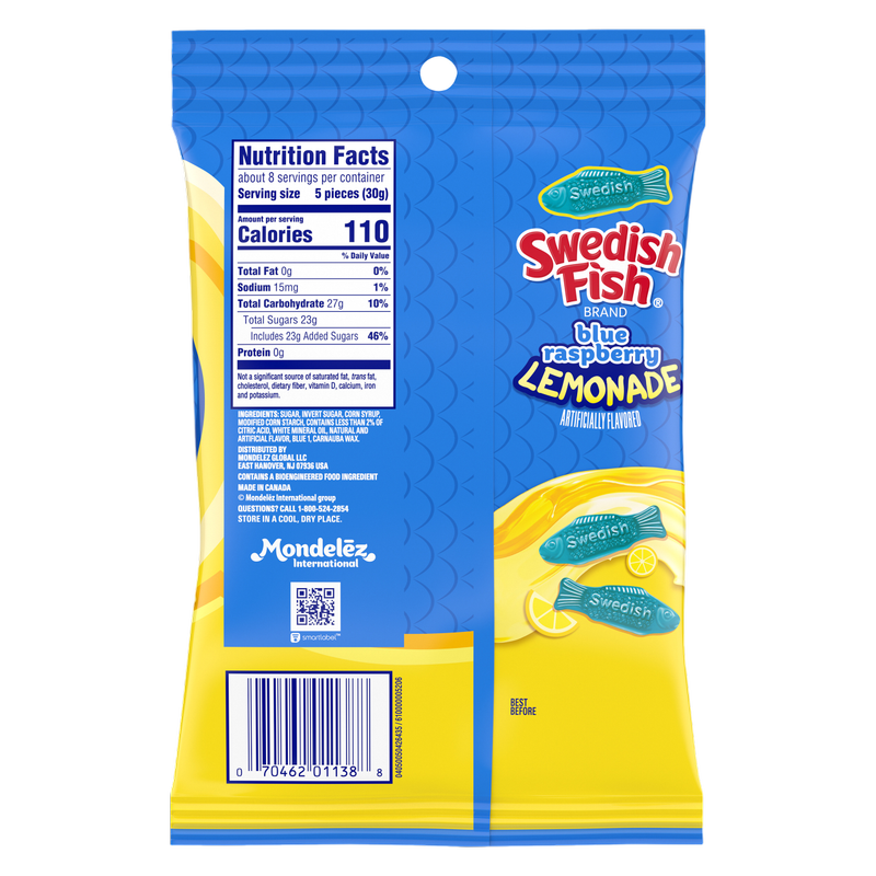 Swedish Fish Blue Raspberry Lemonade Soft & Chewy Candy, 8.04oz