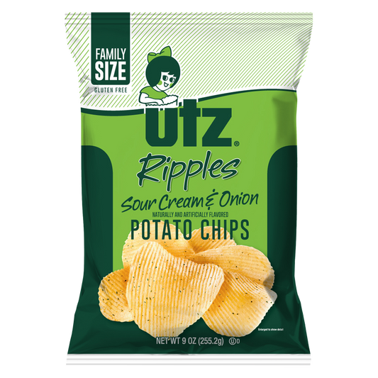 Utz Potato Chips Ripples Sour Cream & Onion 9oz