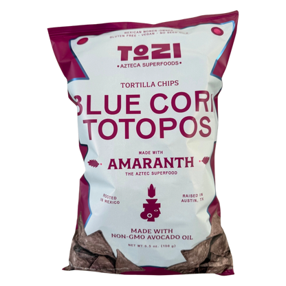 Tozi Blue Corn & Amaranth Totopos (Tortilla Chips), 5.5 oz