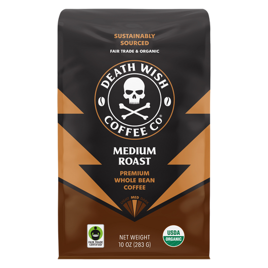 Death Wish Coffee Organic Medium Roast Whole Bean 10oz Bag