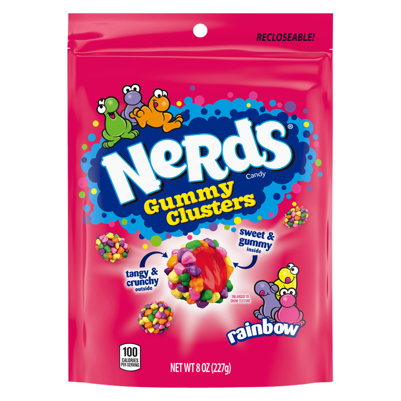 NERDS Gummy Clusters, Candy, Rainbow, Crunchy and Gummy, 8 oz