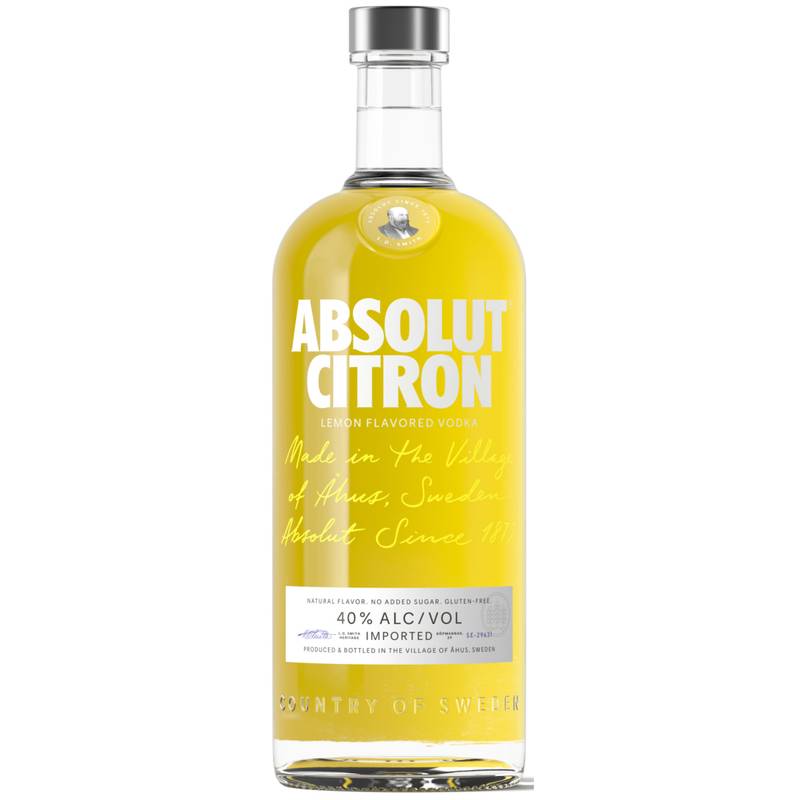 Absolut Citron Flavored Vodka 1L (80 Proof)