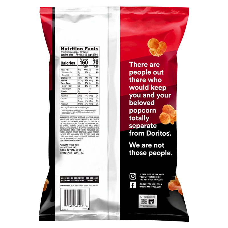 Smartfood Doritos Nacho Cheese Popcorn 6.25oz