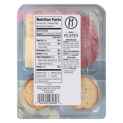 Hillshire Snacking Protein Small Plates Wine-Infused Salame & White Cheddar Cheese - 2.76oz