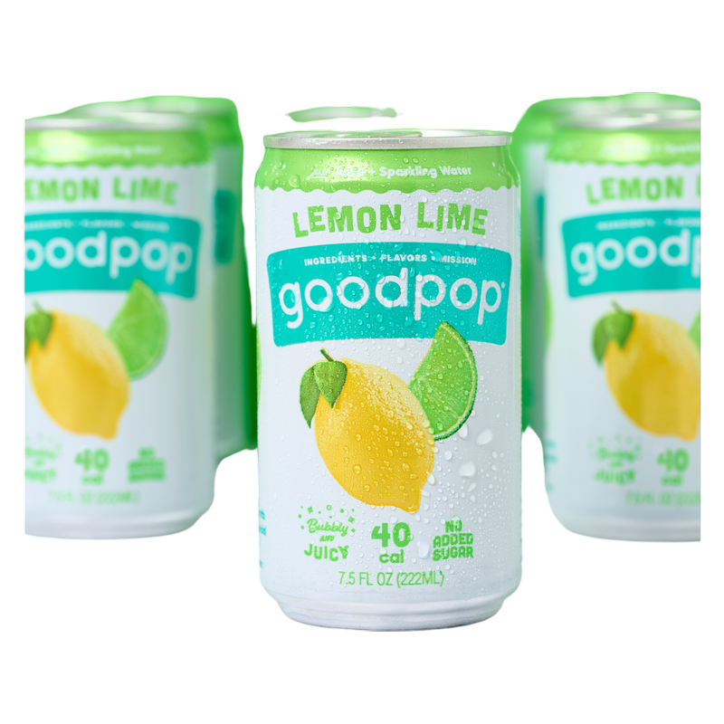 GoodPop Lemon Lime Juice & Bubbly Water 6pk 7.5oz Mini Can