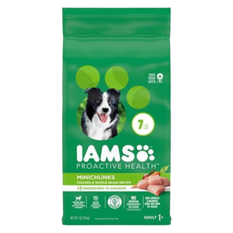 IAMS Proactive Health Minichunks Chicken and Whole Grain Recipe Dry Dog Food, 7 lb Bag