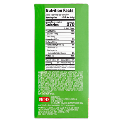 Farm Rich Frozen Breaded 100% Real Mozzarella Cheese Sticks 24oz