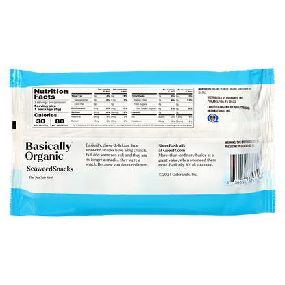 Basically Organic Sea Salt Seaweed Snacks, 3 pack