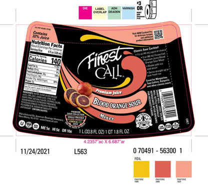 Finest Call Blood Orange Sour Mix 1L Btl