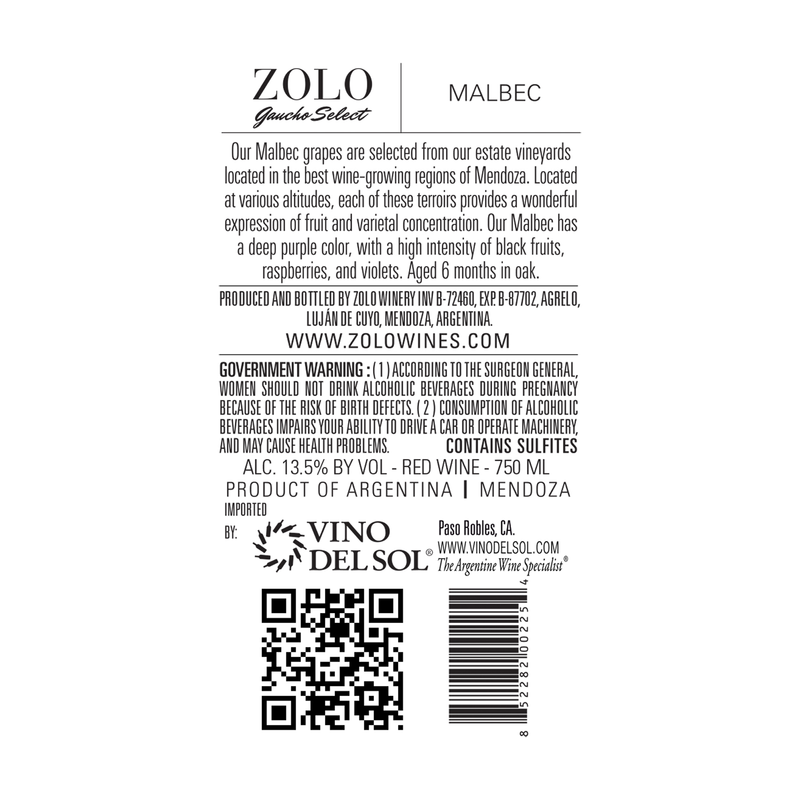 Zolo Gaucho Select Malbec 750ml