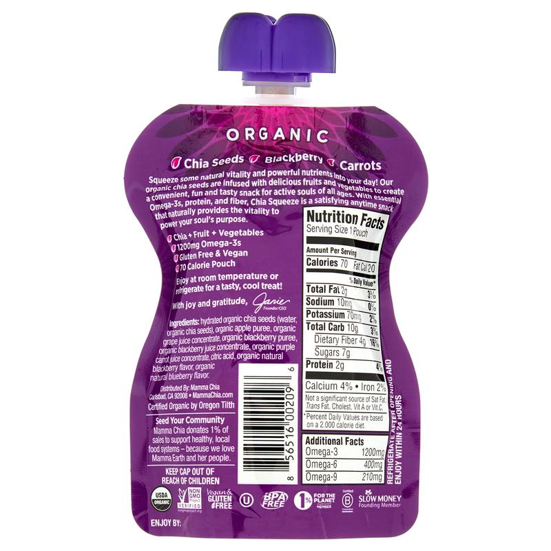 Mamma Chia Blackberry Bliss Squeeze Pouch 3.5oz