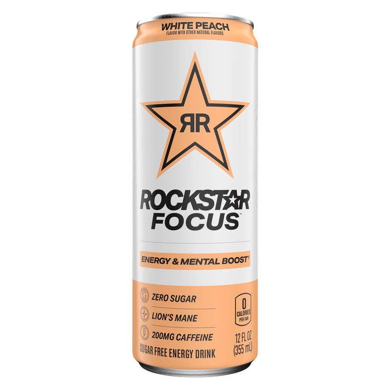 Rockstar Focus White Peach 12oz Can