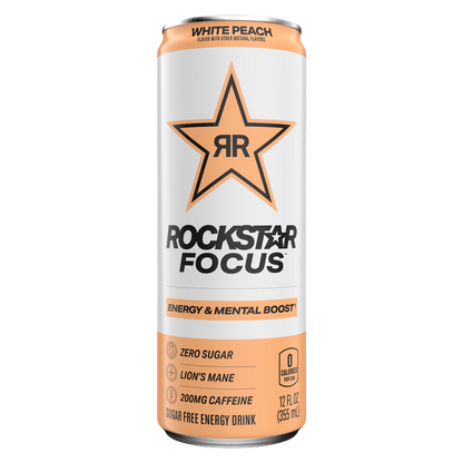 Rockstar Focus White Peach 12oz Can