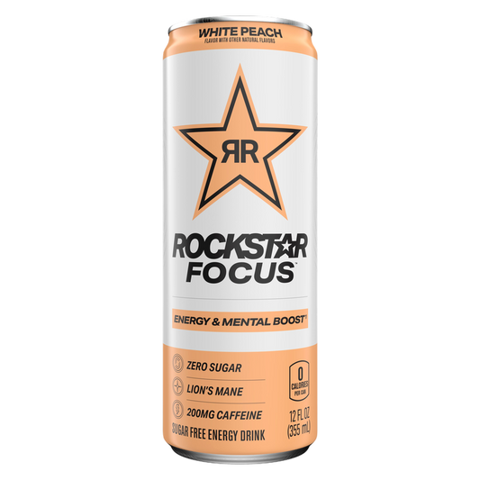 Rockstar Focus White Peach 12oz Can