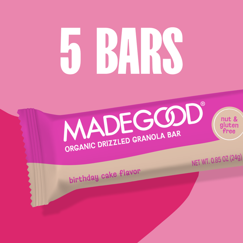 MadeGood Birthday Cake Chocolate Drizzled Granola Bars 5pk