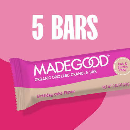 MadeGood Birthday Cake Chocolate Drizzled Granola Bars 5pk