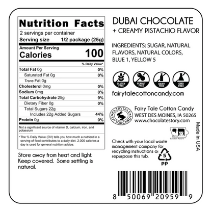 Fairytale Dubai Chocolate & Creamy Pistachio Cotton Candy, 1.75 oz