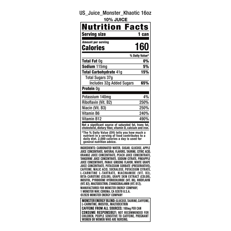 Monster Energy Juice Khaotic 16oz