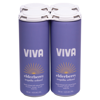 Viva Tequila Seltzer Elderberry 4pk 355ml Can 4.5% ABV