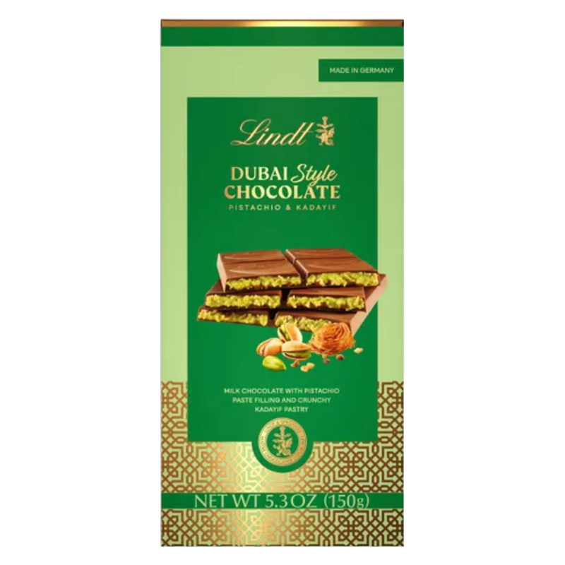Lindt Dubai Style Milk Chocolate with Pistachio & Kadayif, 5.3 oz