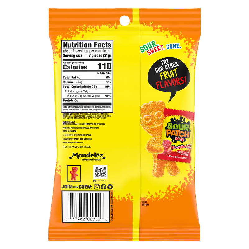 Sour Patch Kids Peach Soft & Chewy Candy 8.07oz