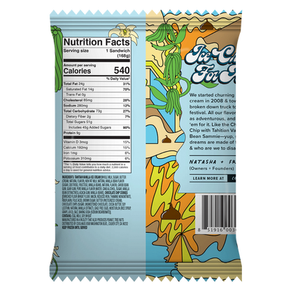 Coolhaus Tahitian Vanilla Bean with Chocolate Chip Cookie Ice Cream Sandwich 5.8oz