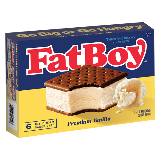 FatBoy Sandwich Vanilla Ice Cream Sandwich 6ct